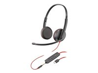 Poly Blackwire C3225 - Blackwire 3200 Series - micro-casque - sur-oreille - filaire - Suppresseur de bruit actif - jack 3,5mm, USB-C - noir - Certifié Skype, Certifié Avaya, certifié Cisco Jabber 80S04AA