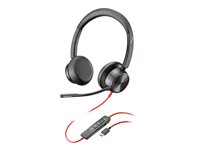 Poly Blackwire 8225 - Blackwire 8200 series - micro-casque - sur-oreille - filaire - Suppresseur de bruit actif - USB-C - noir - certifié Zoom, certifié UC 8X223AA
