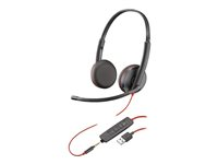 Poly Blackwire C3225 - Blackwire 3200 Series - micro-casque - sur-oreille - filaire - Suppresseur de bruit actif - jack 3,5mm - noir - Certifié Skype, Certifié Avaya, certifié Cisco Jabber 7S4M7AA
