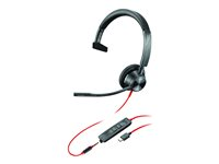Poly Blackwire 3315-M - Blackwire 3300 series - micro-casque - sur-oreille - filaire - Suppresseur de bruit actif - jack 3,5mm, USB-C - noir - Certifié pour Microsoft Teams 76J15AA